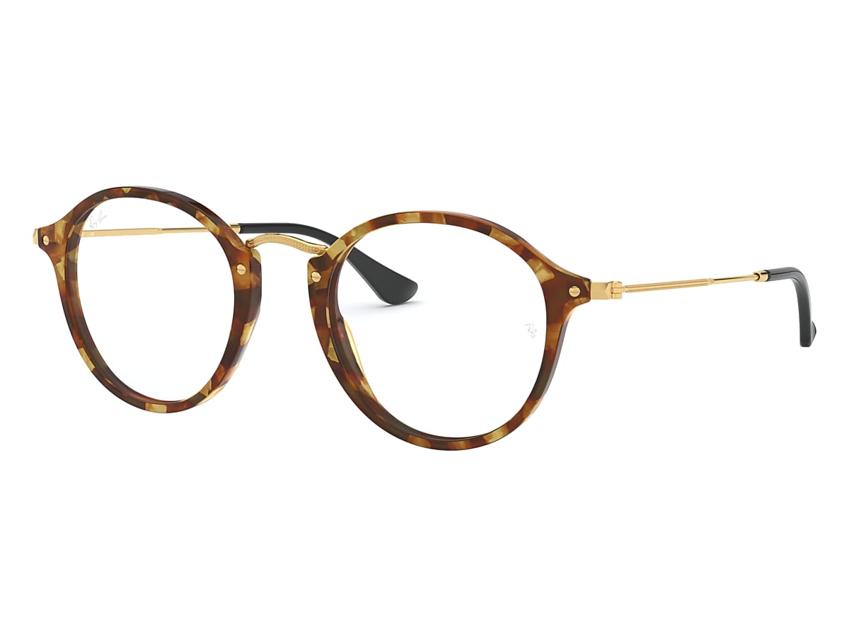 Round Fleck Optics Eyeglasses with Striped Havana Frame | Ray-Ban®