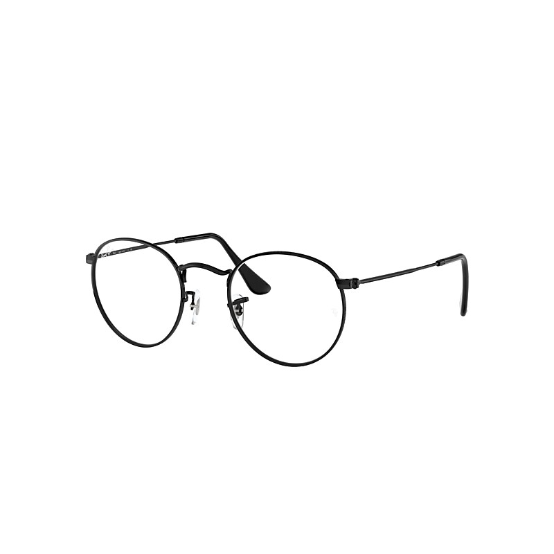 Ray-Ban Round Metal Optics Eyeglasses Black Frame Clear Lenses 47-21