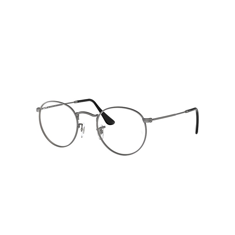 Ray-Ban Round Metal Optics Eyeglasses Gunmetal Frame Clear Lenses 47-21