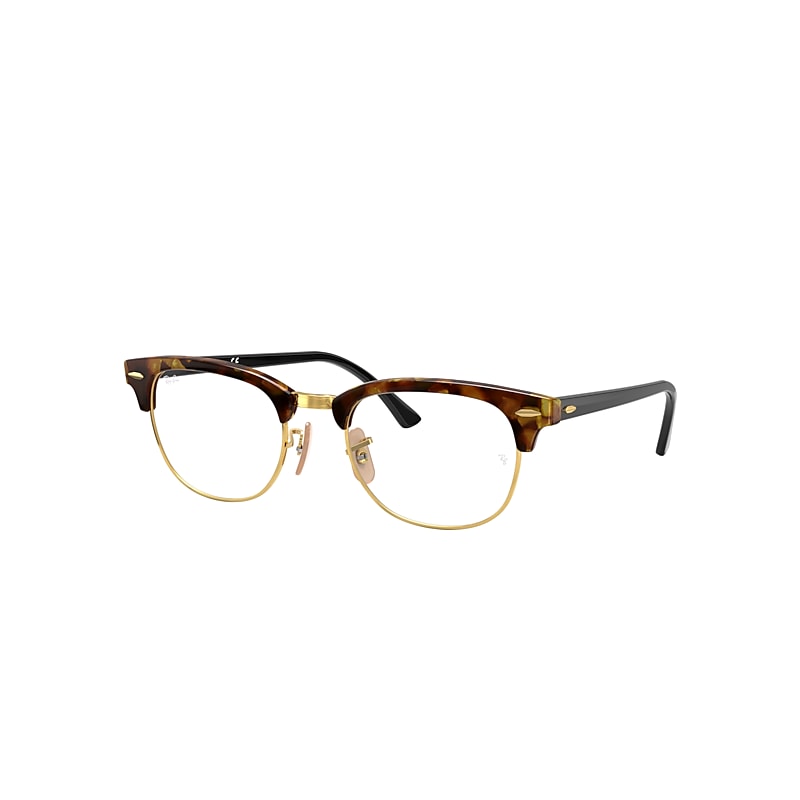 Ray-Ban Clubmaster Fleck Optics Eyeglasses Black Frame Clear Lenses Polarized 49-21