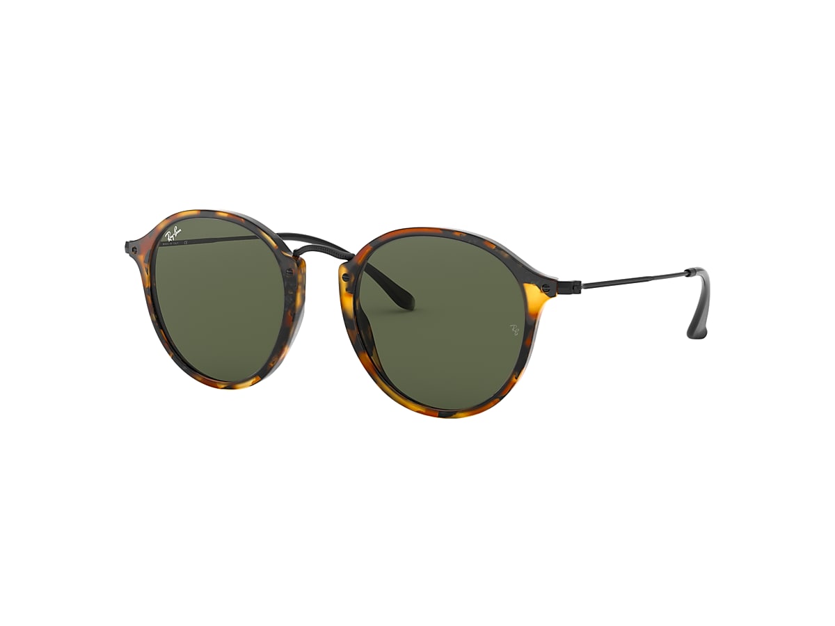 Round Fleck Sunglasses in Black Havana and Green | Ray-Ban®