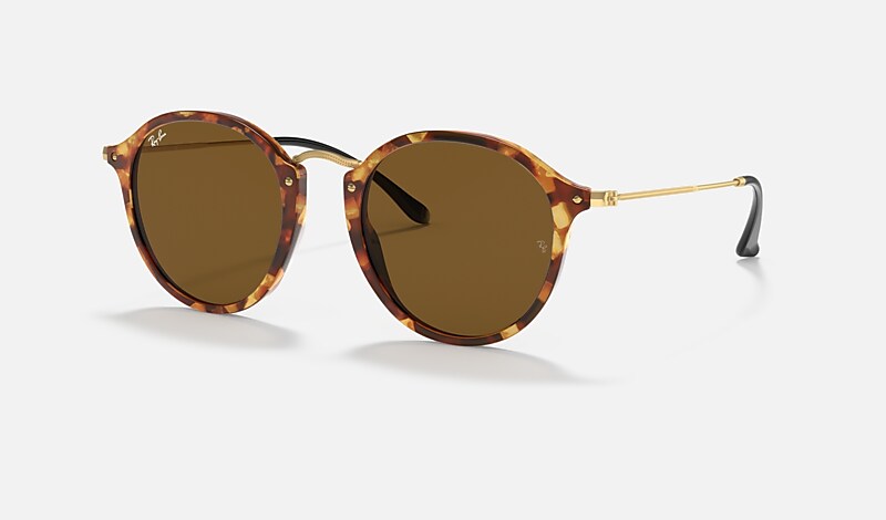 ROUND FLECK Sunglasses in Brown Havana and Brown - RB2447 | Ray