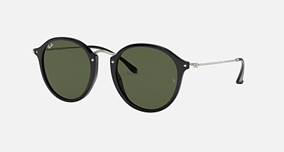 Ray-Ban Sunglasses RB2447 Round Lens Hipster Black Havana Green G-15 Glass Lens ROUND FLECK Sunglasses in Black and G-15 Green - RB2447F  main image 2