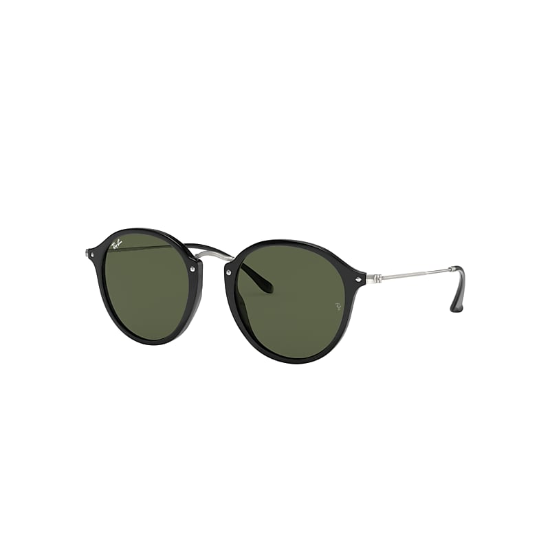 Ray-Ban Round Fleck Sunglasses Silver Frame Green Lenses 49-21