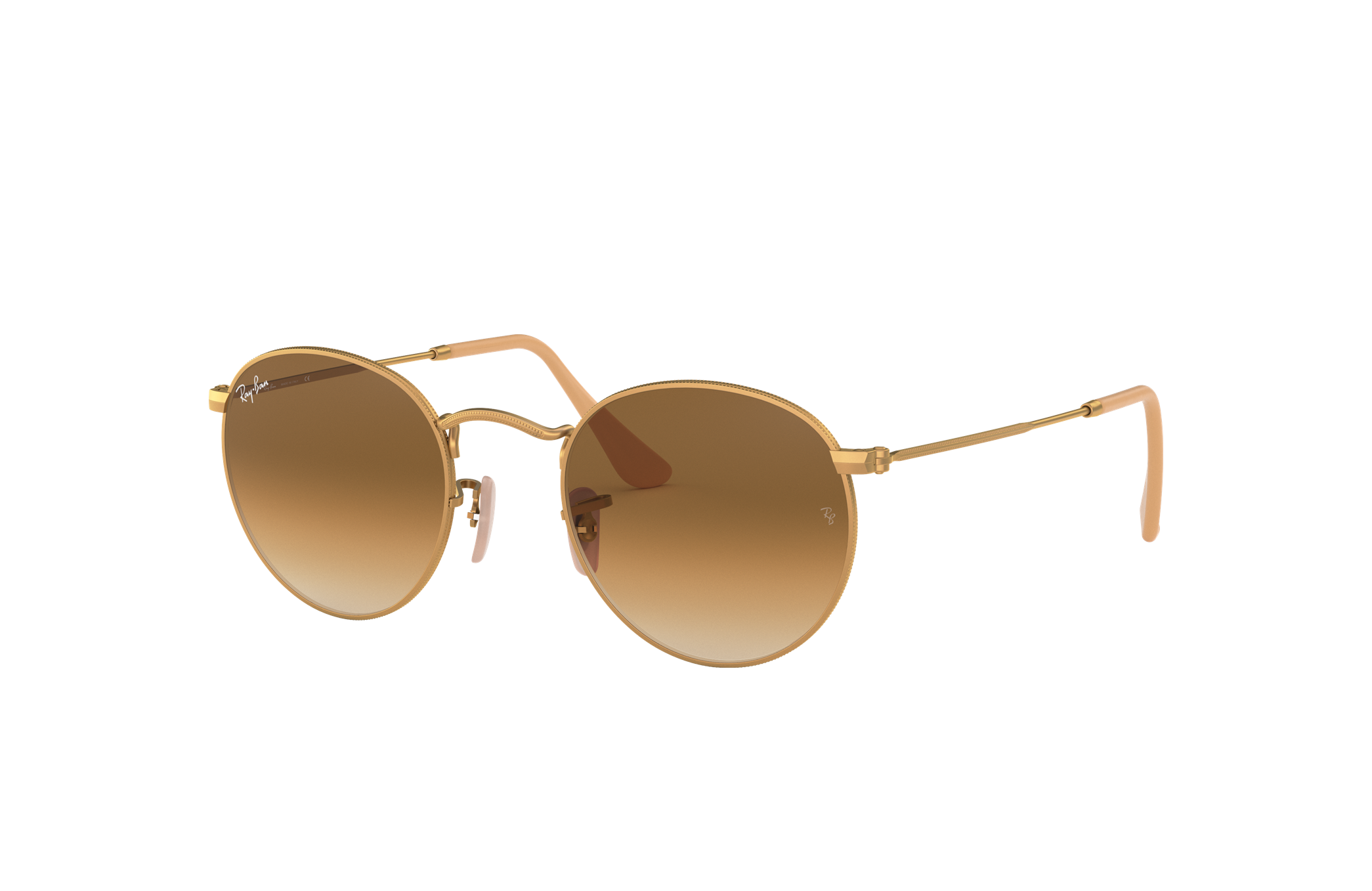 ray ban round metal gold brown