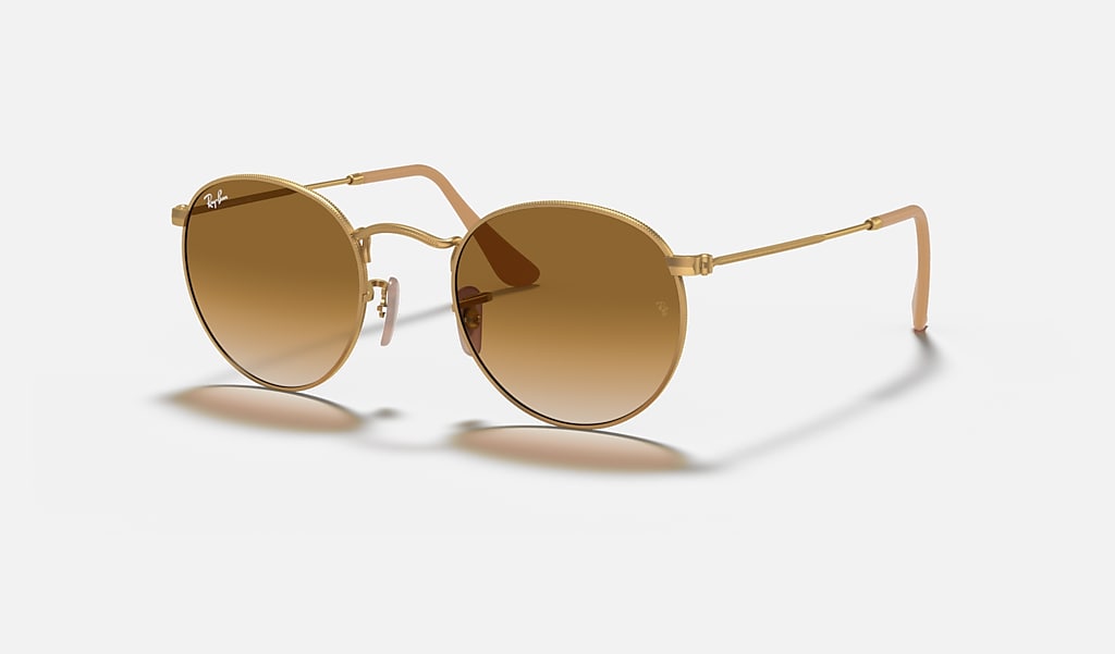 Round Metal Sunglasses in Gold and Light Brown | Ray-Ban®