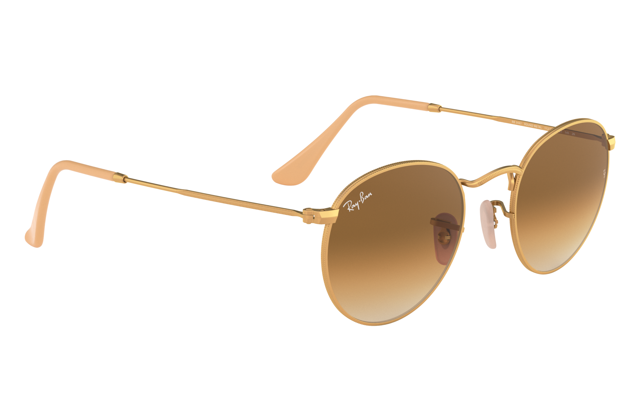 ray ban round gold brown