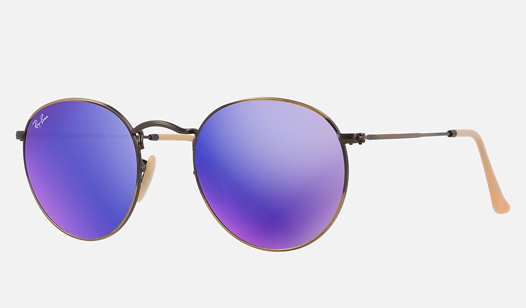 Round Flash Lenses Sunglasses in Bronze-Copper and Violet | Ray-Ban®