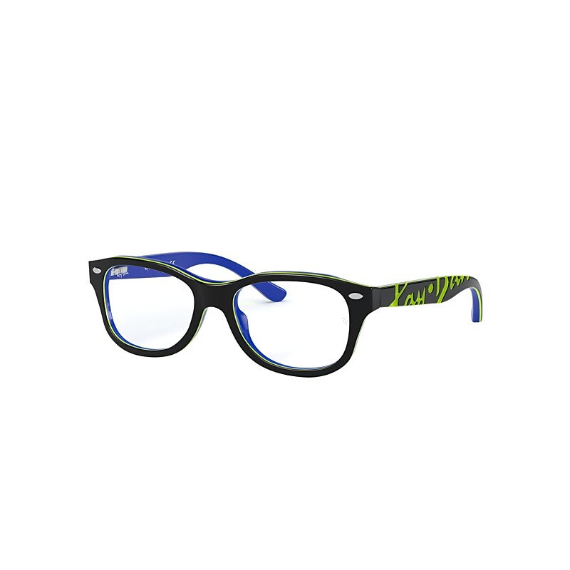 Ray-Ban Junior Rb1544 Optics Kids Eyeglasses Dark Grey On Blue Frame Clear Lenses Polarized 48-16