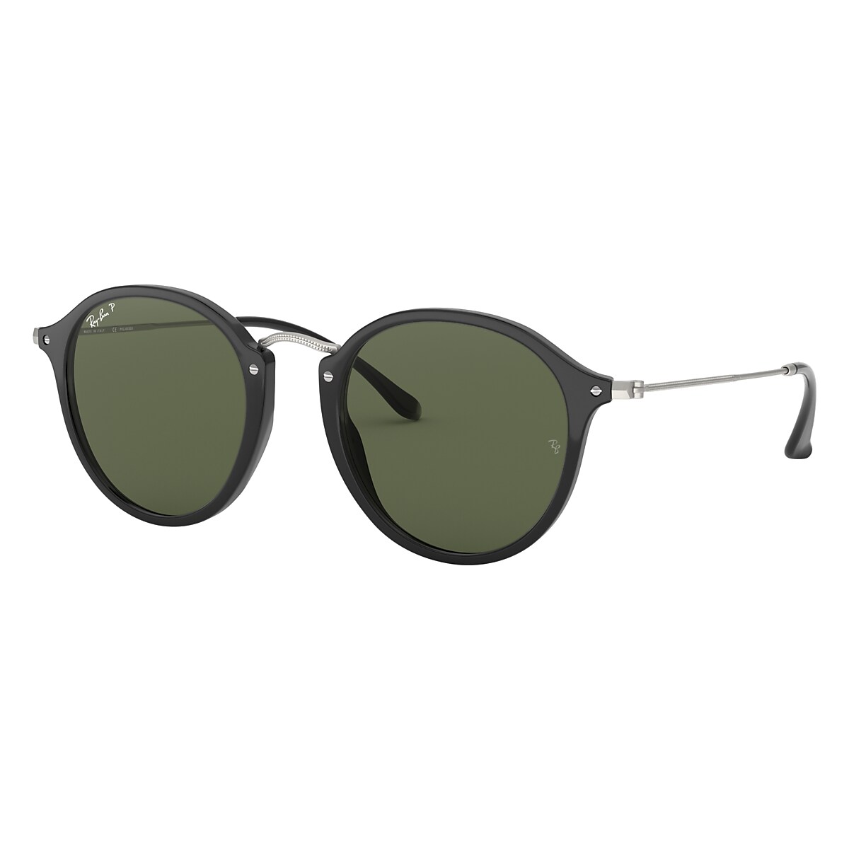 Round Fleck Sunglasses in Preto and Verde | Ray-Ban®
