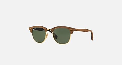 CLUBMASTER WOOD Polarized Sunglasses in Brown and G-15 Green