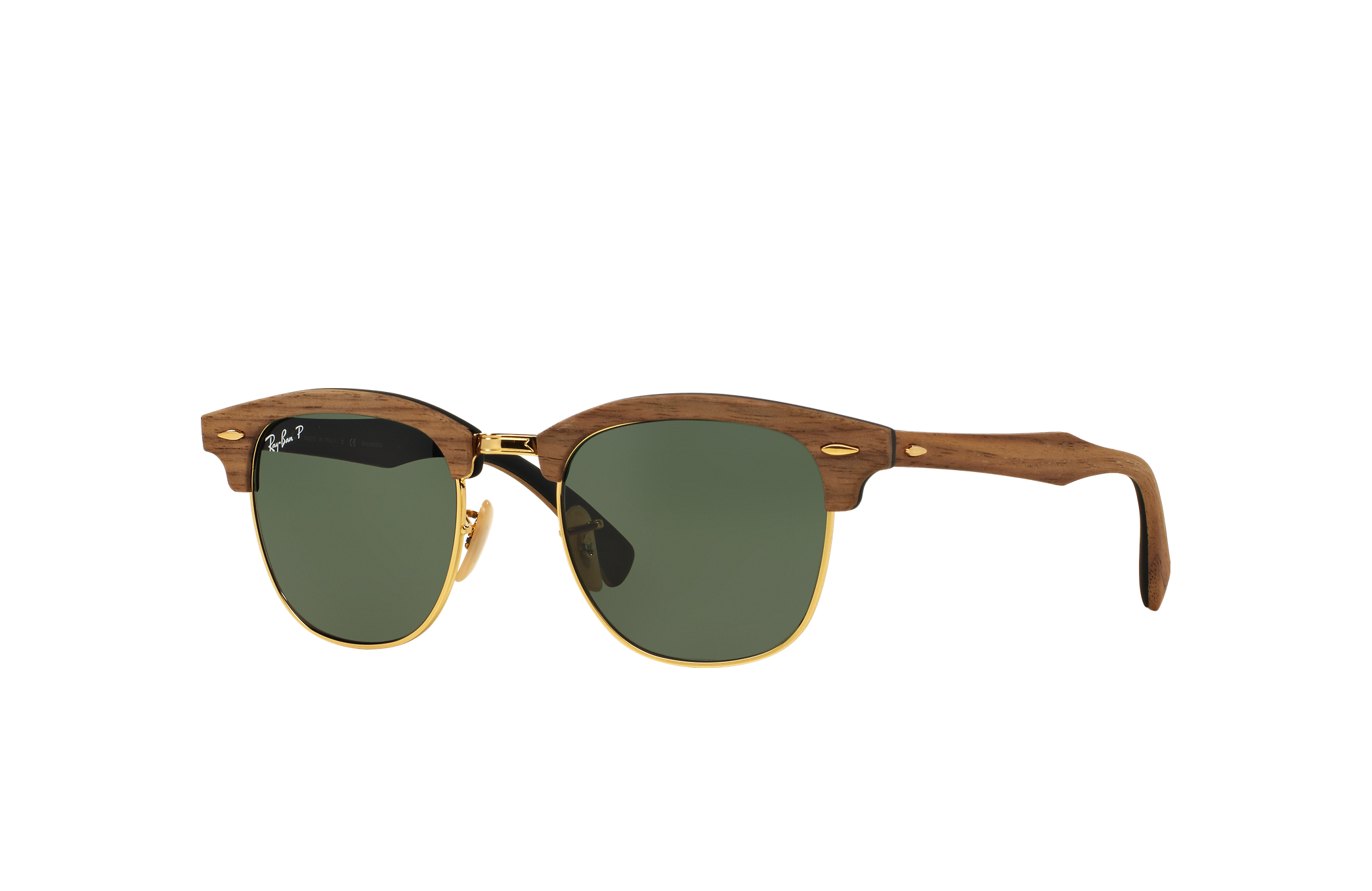 Clubmaster Wood Sunglasses in Brown and Green | Ray-Ban®