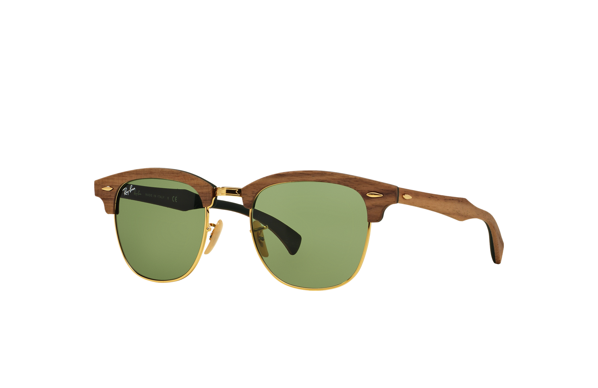 afwijzing Rechtdoor Zich verzetten tegen Clubmaster Wood Sunglasses in Brown and Green | Ray-Ban®
