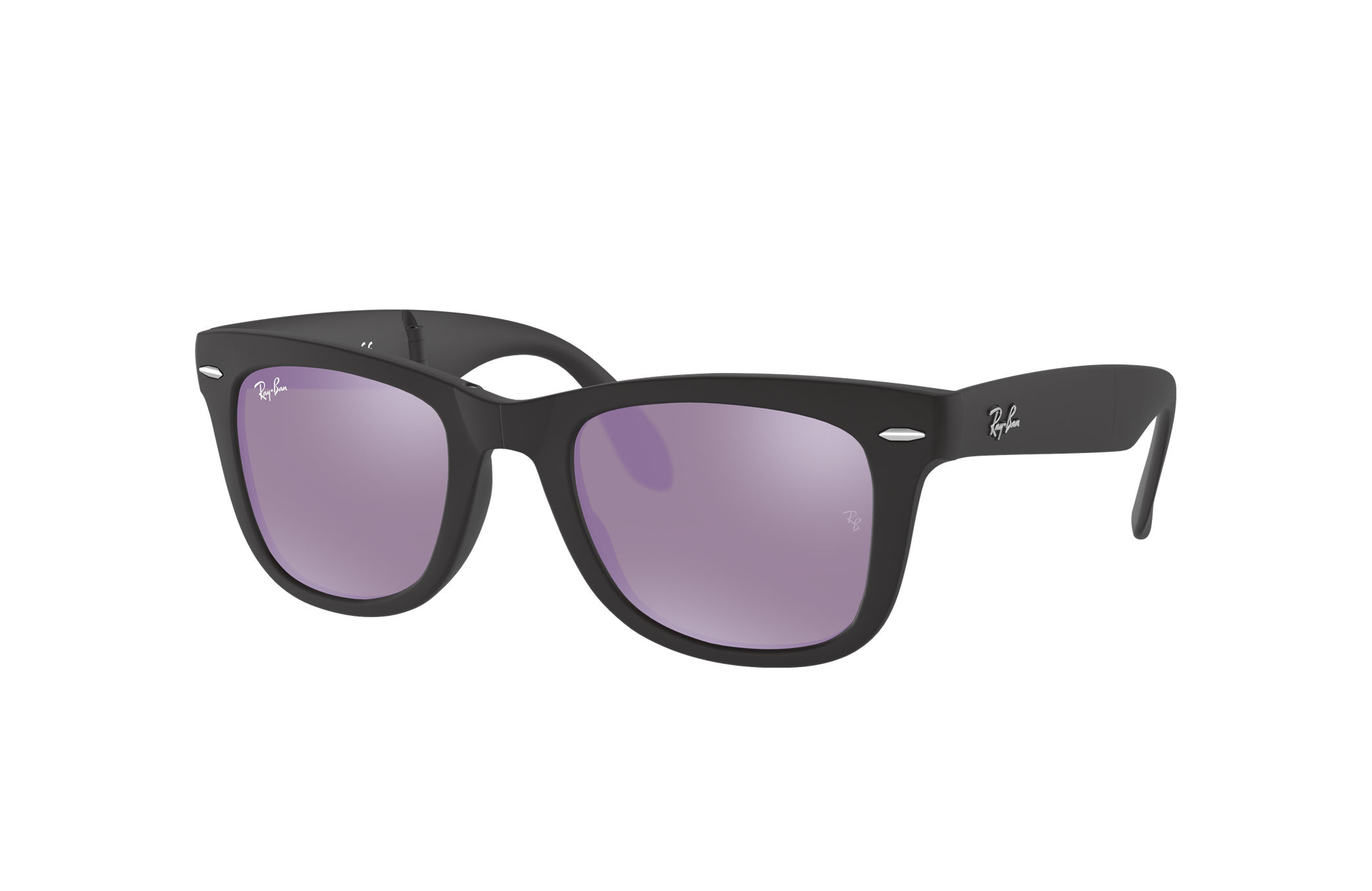 ray ban folding wayfarer purple lens