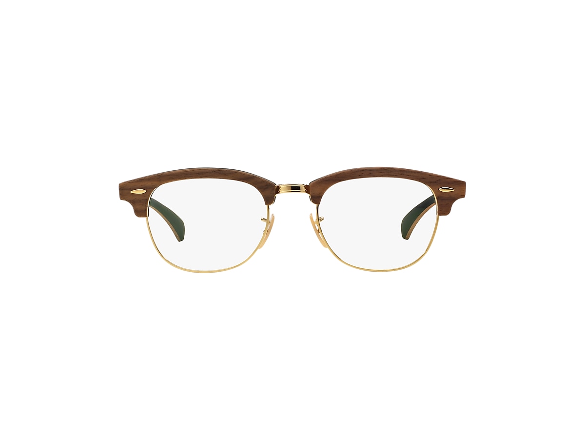 Clubmaster Wood Optics Eyeglasses with Brown Frame | Ray-Ban®