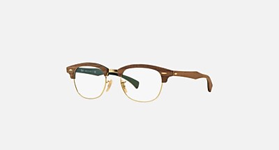 CLUBMASTER WOOD OPTICS Polarized Eyeglasses with Brown and Clear