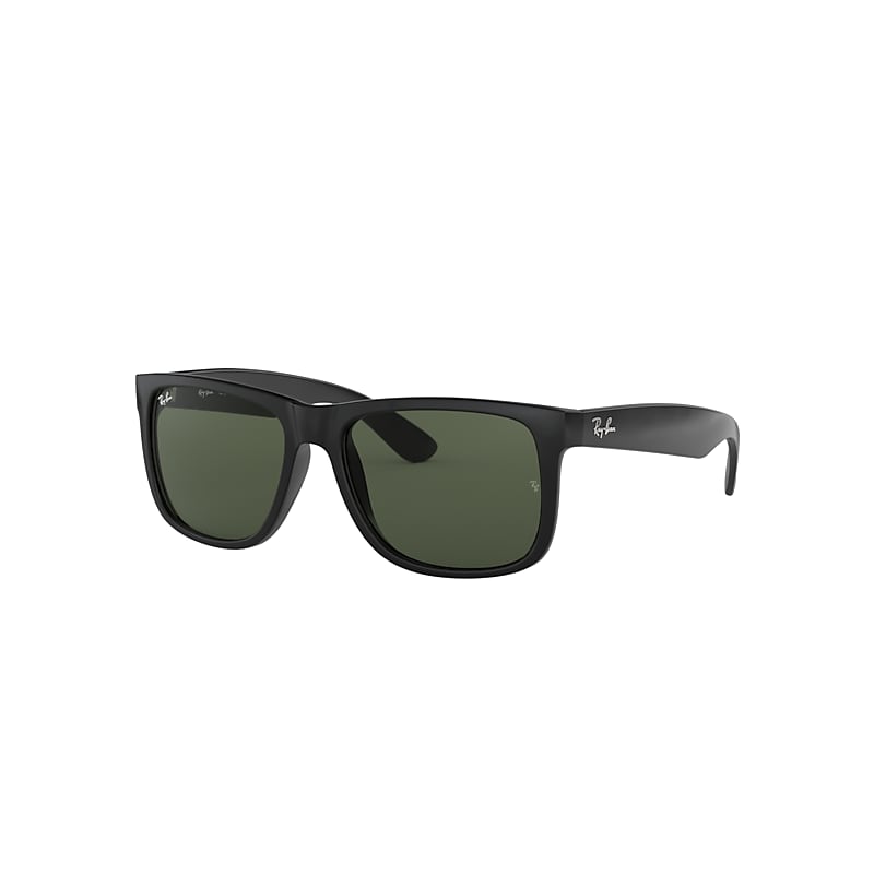 Ray-Ban Justin Classic Sunglasses Black Frame Green Lenses 55-17