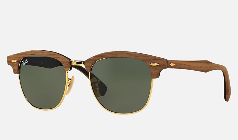 CLUBMASTER WOOD Sunglasses in Rubber Black and Green