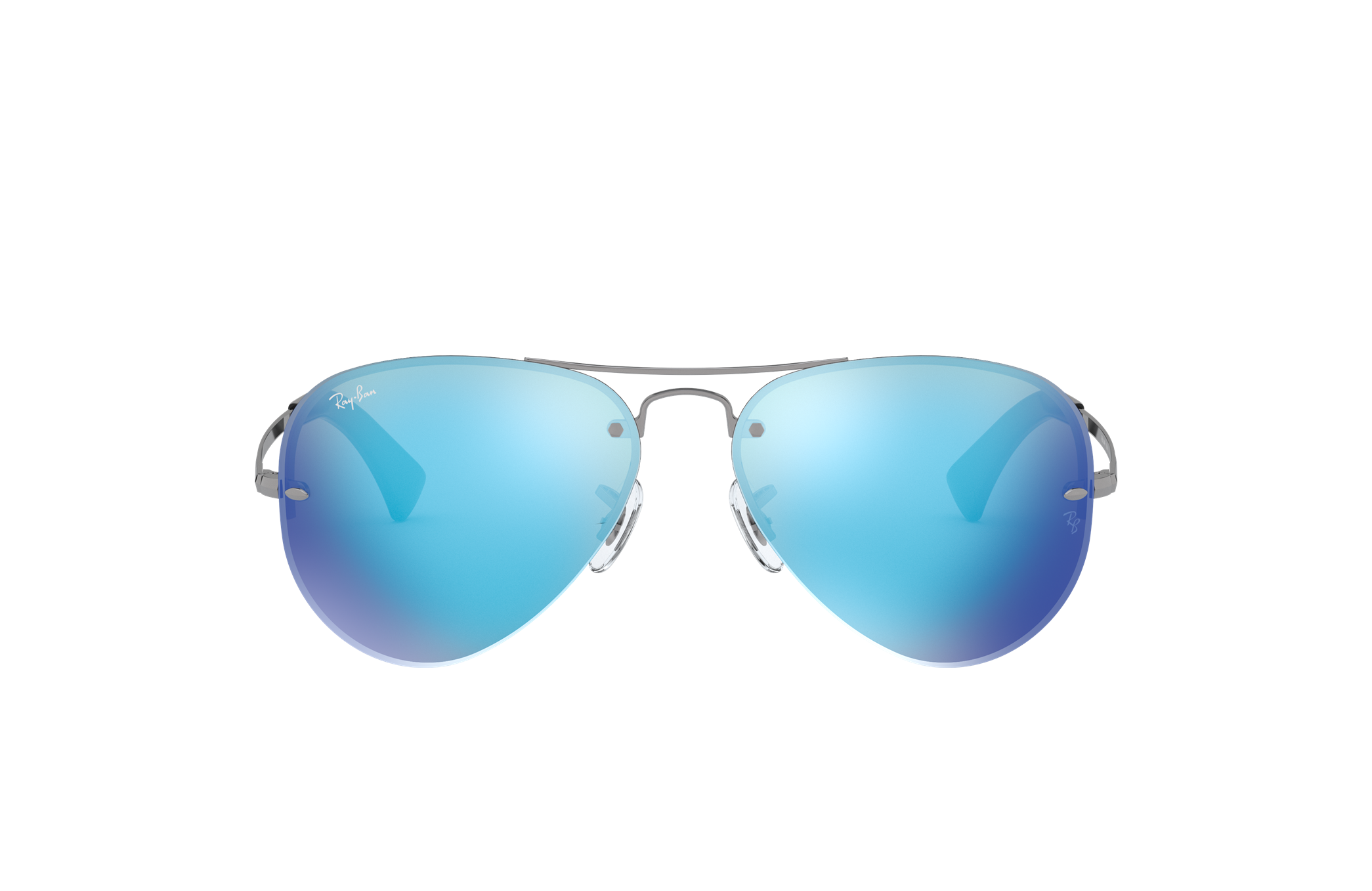 ray ban rimless aviator blue