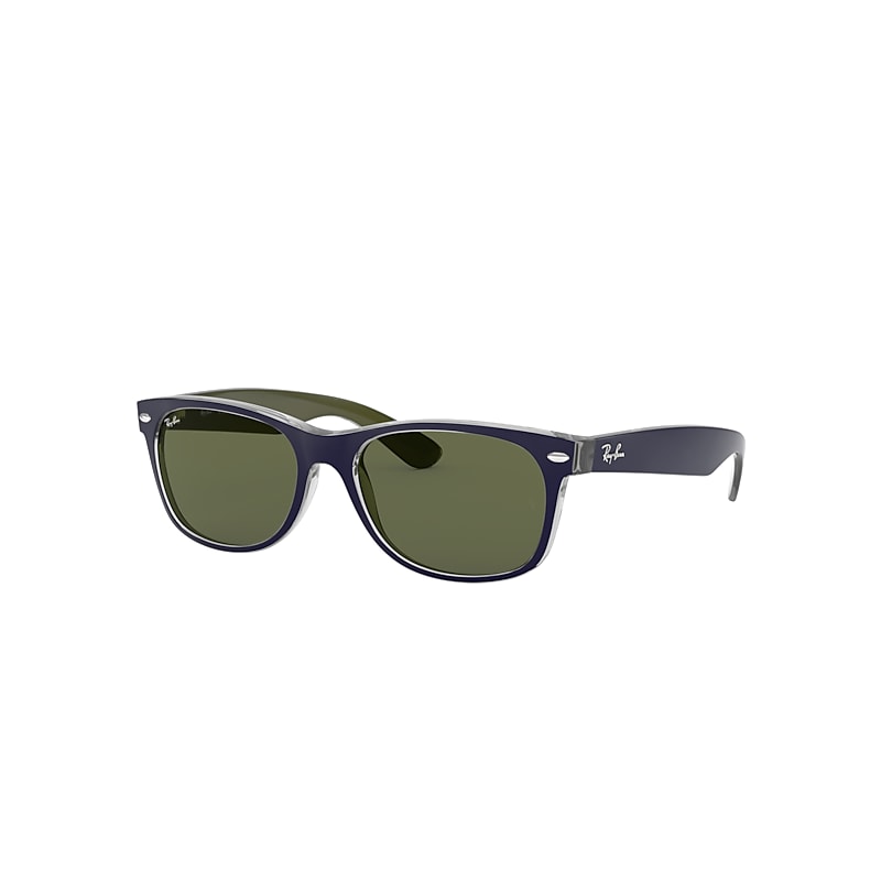 Ray-Ban New Wayfarer Bicolor Sunglasses Blue Frame Green Lenses 55-18