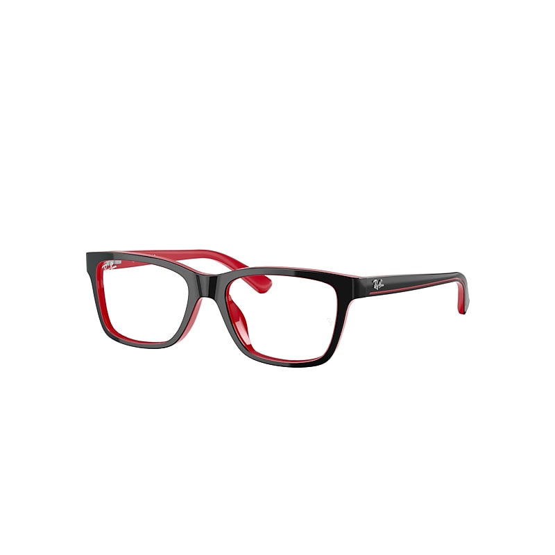 Ray-Ban Junior Rb1536 Optics Kids Eyeglasses Black On Red Frame Clear Lenses Polarized 48-16