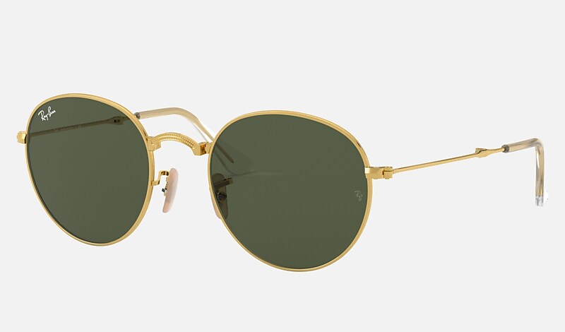 ROUND METAL FOLDING Sunglasses in Gold and Green - RB3532