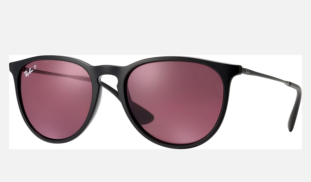Ray-Ban Erika l ユニセックス ERIKA CLASSIC Sunglasses in Black and Polarized Violet Mirror