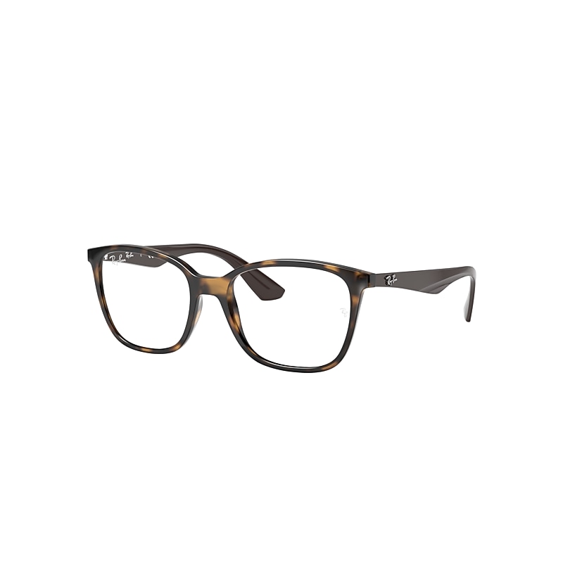 Ray-Ban Rb7066 Optics Eyeglasses Dark Brown Frame Clear Lenses Polarized 52-17