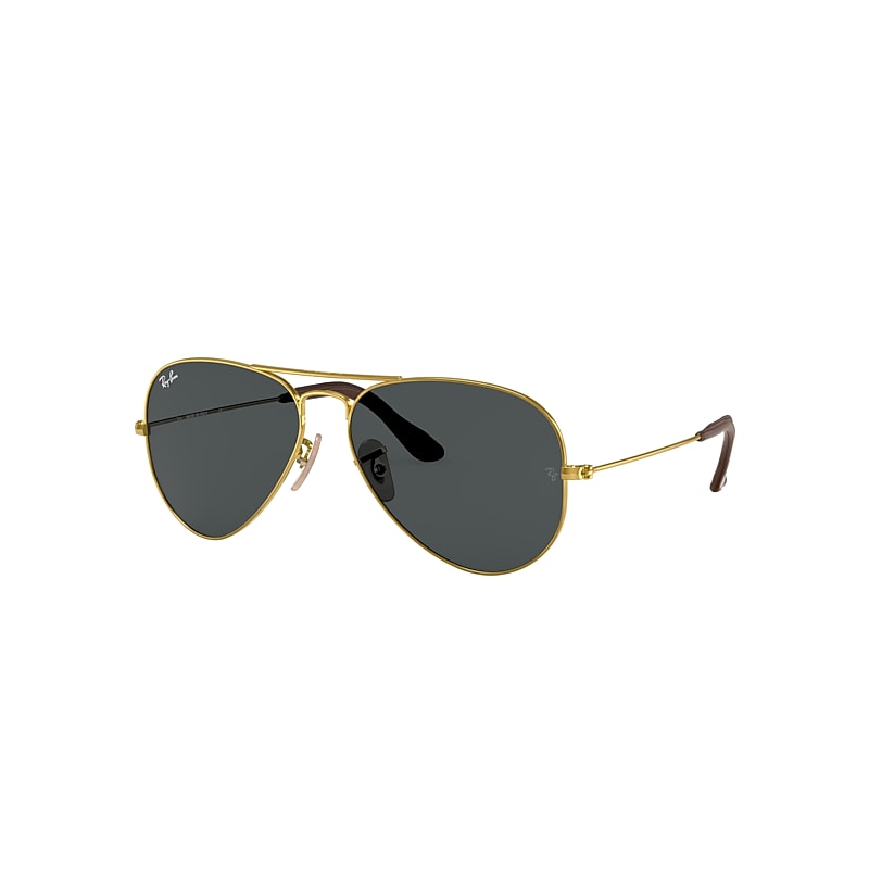 Ray-Ban Aviator @collection Sunglasses Gold Frame Blue Lenses 58-14