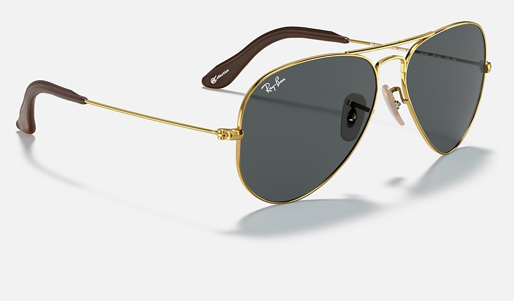ritme geweer Op tijd Aviator @collection Sunglasses in Gold and Blue/Grey | Ray-Ban®