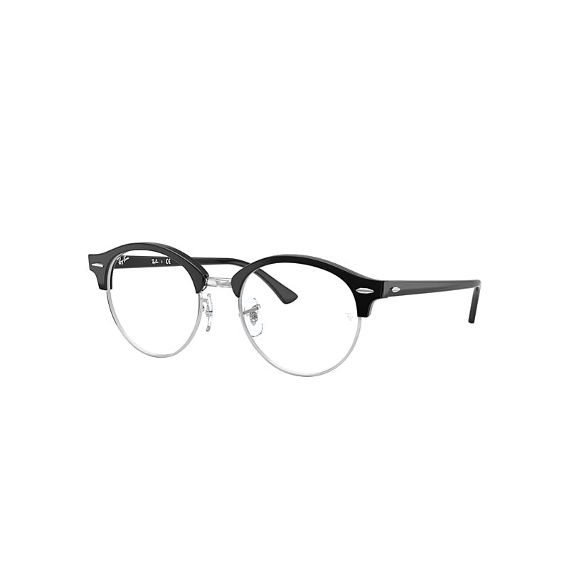 Ray-Ban Clubround Optics Eyeglasses Black Frame Clear Lenses 49-19