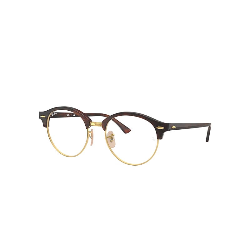 Ray-Ban Clubround Optics Eyeglasses Red Havana Frame Clear Lenses 49-19