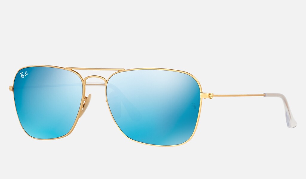 Caravan Sunglasses in Gold and Blue | Ray-Ban®