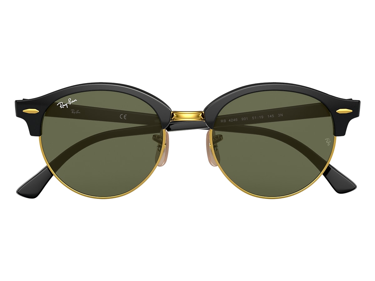Clubround Classic Sunglasses in Black and Green | Ray-Ban®