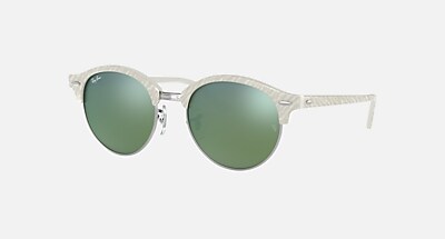 CLUBROUND FLASH LENSES Sunglasses in White and Light Green Mirror
