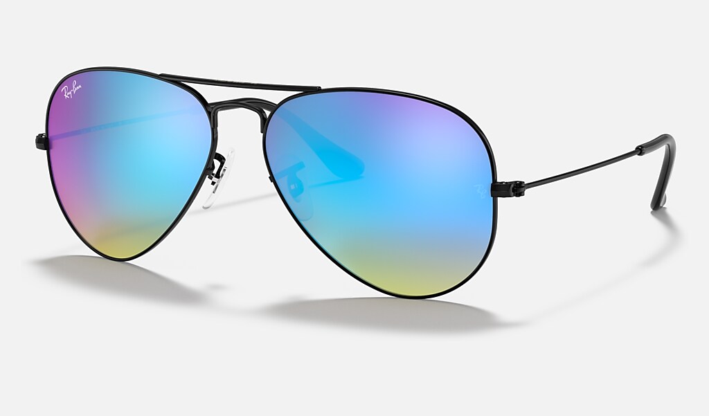 krijgen Let op weerstand Aviator Flash Lenses Gradient Sunglasses in Black and Blue | Ray-Ban®
