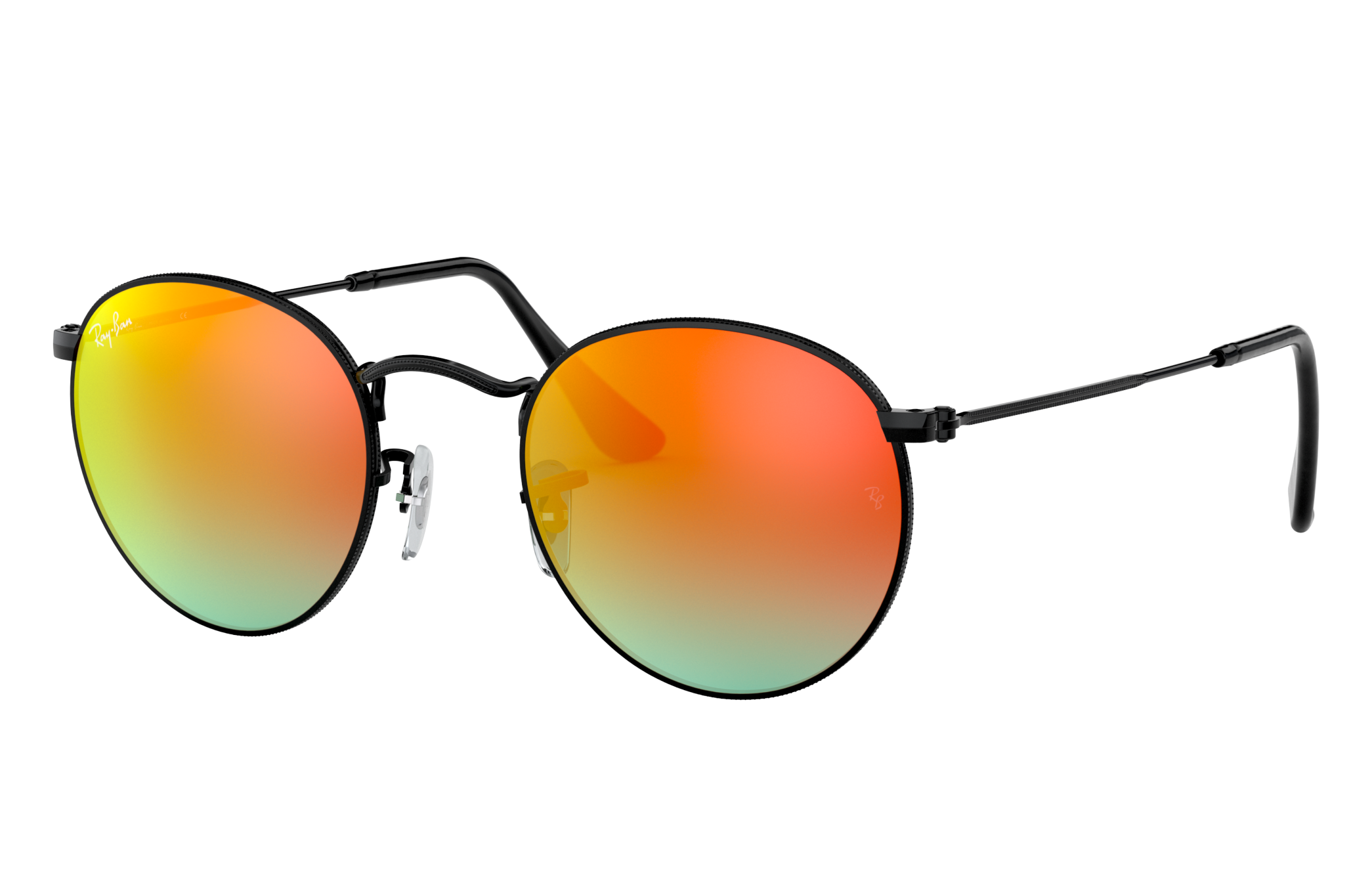 Round Flash Lenses Gradient Sunglasses in Black and Orange | Ray-Ban®