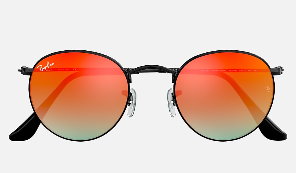 deken US dollar Medaille Round Flash Lenses Gradient Sunglasses in Black and Orange | Ray-Ban®