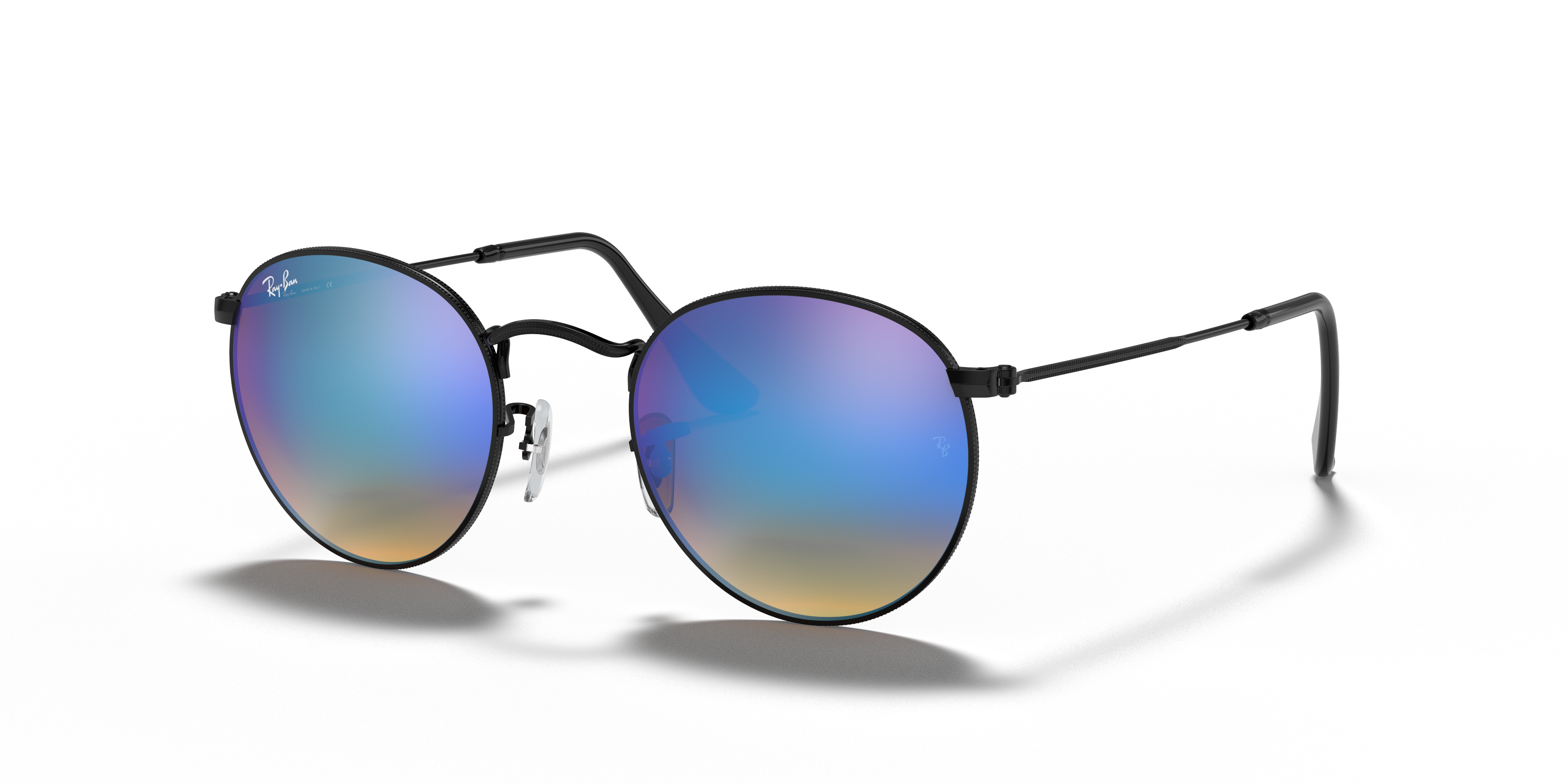 ray ban black frame blue lens