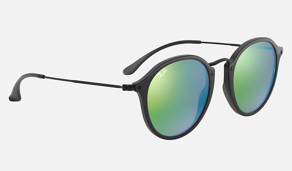 Round Fleck Flash Lenses Gradient Sunglasses in Black and Green 
