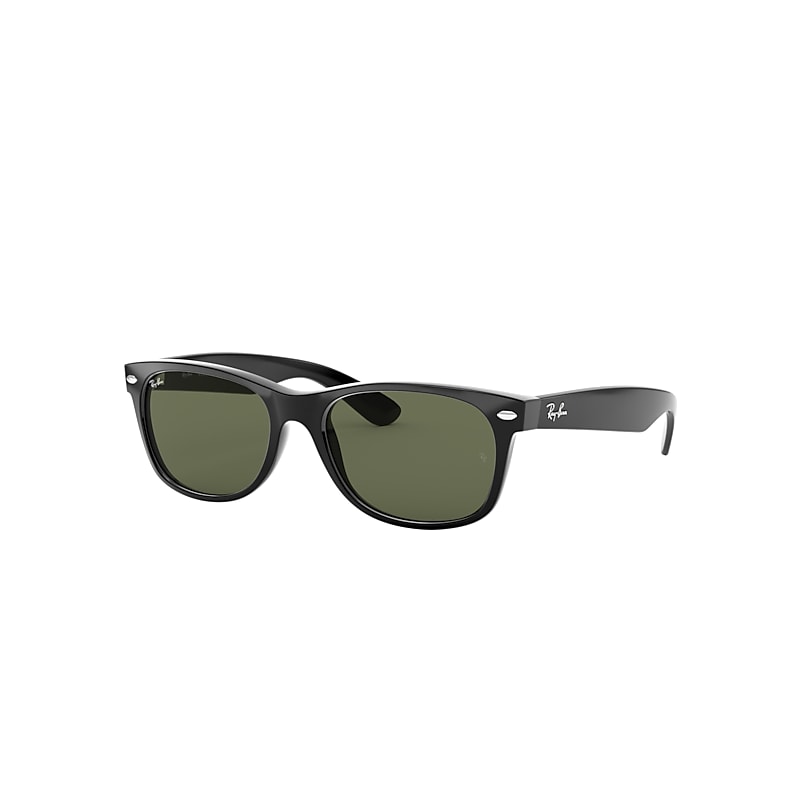 Ray-Ban New Wayfarer Classic Sunglasses Black Frame Green Lenses 58-18