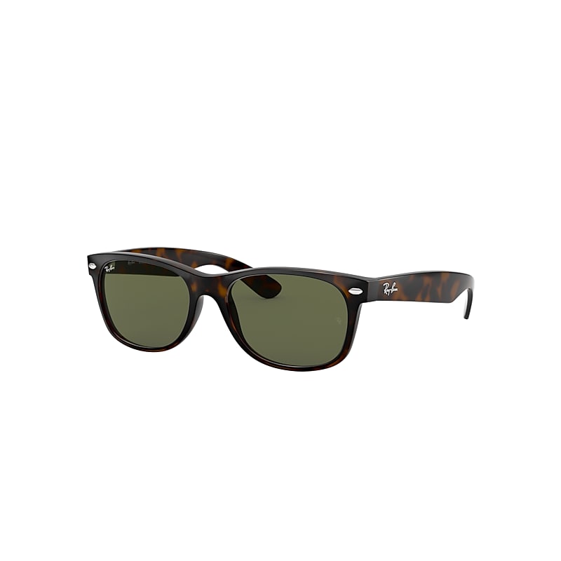 Ray-Ban New Wayfarer Classic Sunglasses Tortoise Frame Green Lenses 58-18