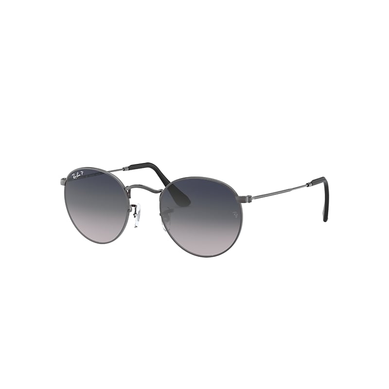 Ray-Ban Round Metal @collection Sunglasses Gunmetal Frame Blue Lenses Polarized 50-21