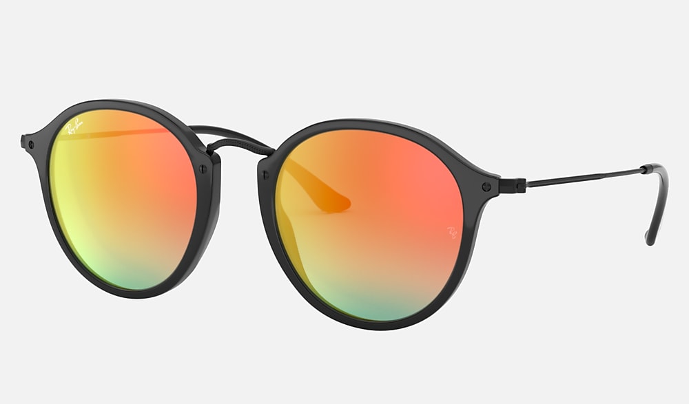 ROUND FLECK FLASH LENSES GRADIENT Sunglasses in Black and Orange 