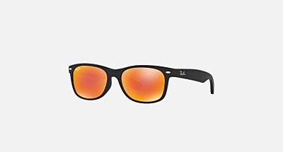 NEW WAYFARER FLASH Sunglasses in Rubber Black and Orange Flash