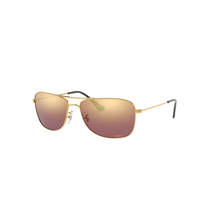 Ray-Ban Rb3543 Chromance Sunglasses Gold Frame Violet Lenses Polarized 59-16