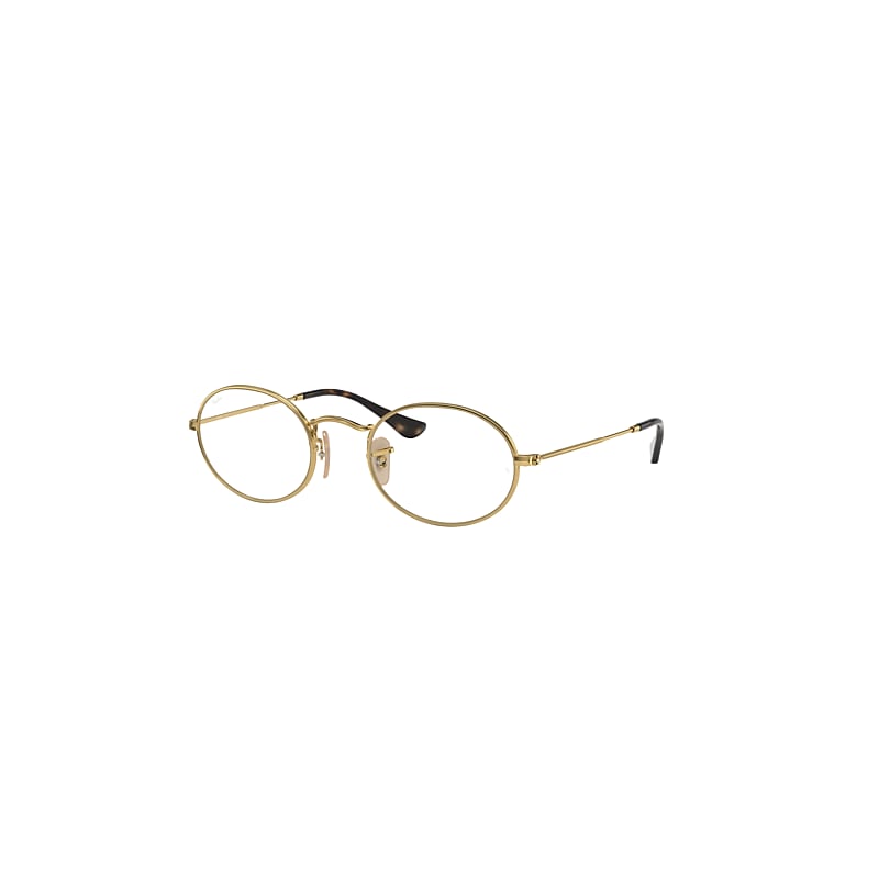 Ray-Ban Oval Optics Eyeglasses Gold Frame Clear Lenses 48-21