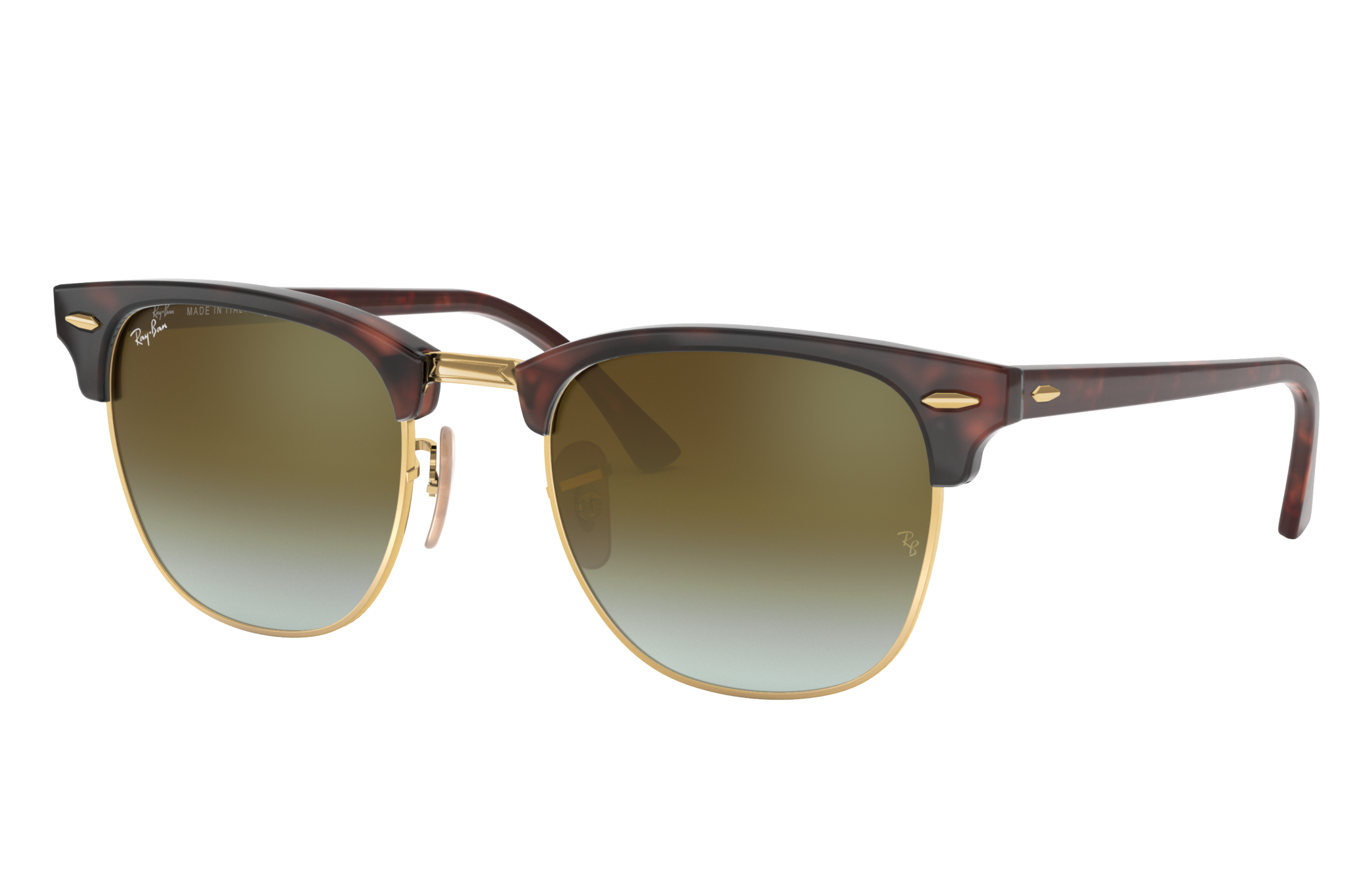 Clubmaster Flash Lenses Gradient Sunglasses in Red Havana and Green ...