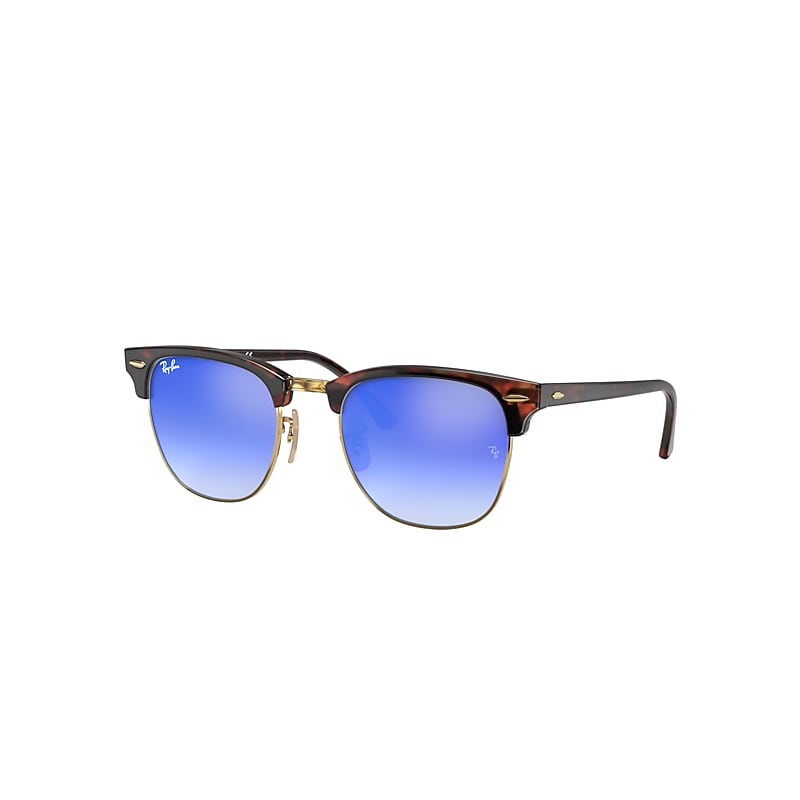 Ray-Ban Clubmaster Flash Lenses Gradient Sunglasses Tortoise Frame Blue Lenses 51-21