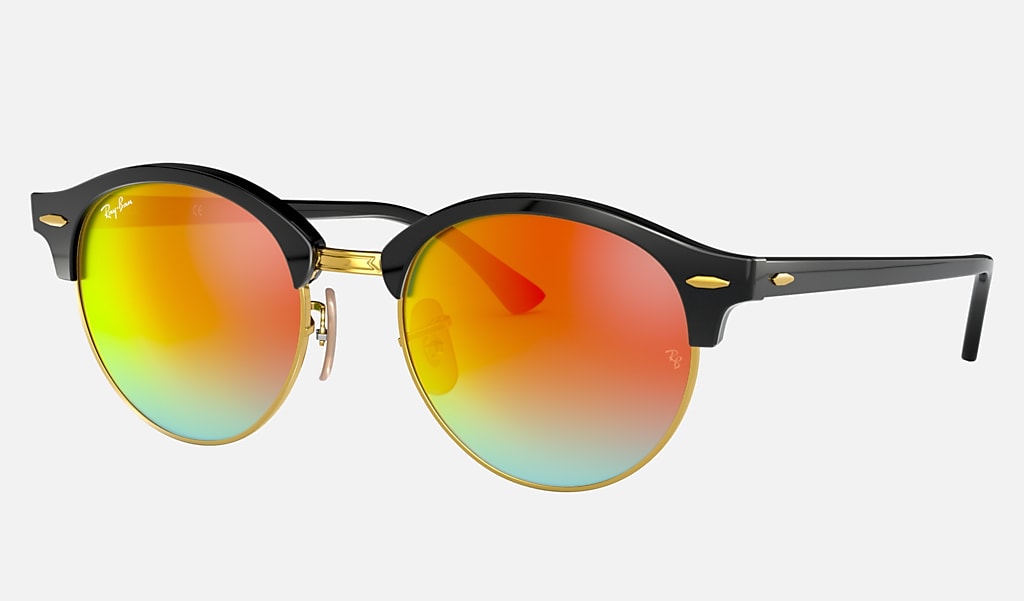 Clubround Flash Lenses Sunglasses in Black and Orange | Ray-Ban®